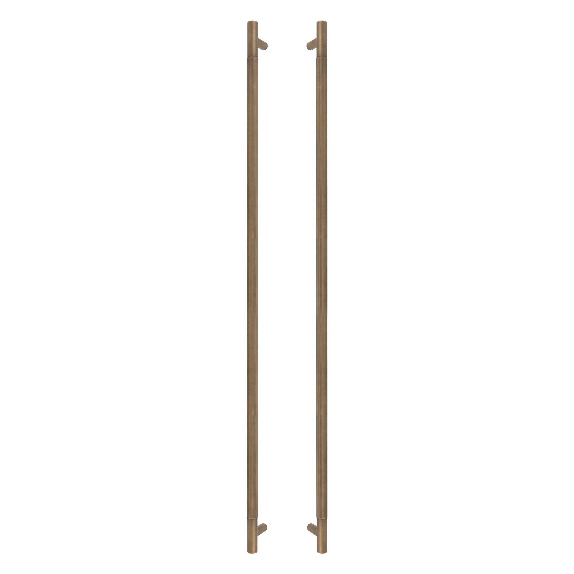 Sento Pull Handle 900mm - Linear Knurl - Roman Brass