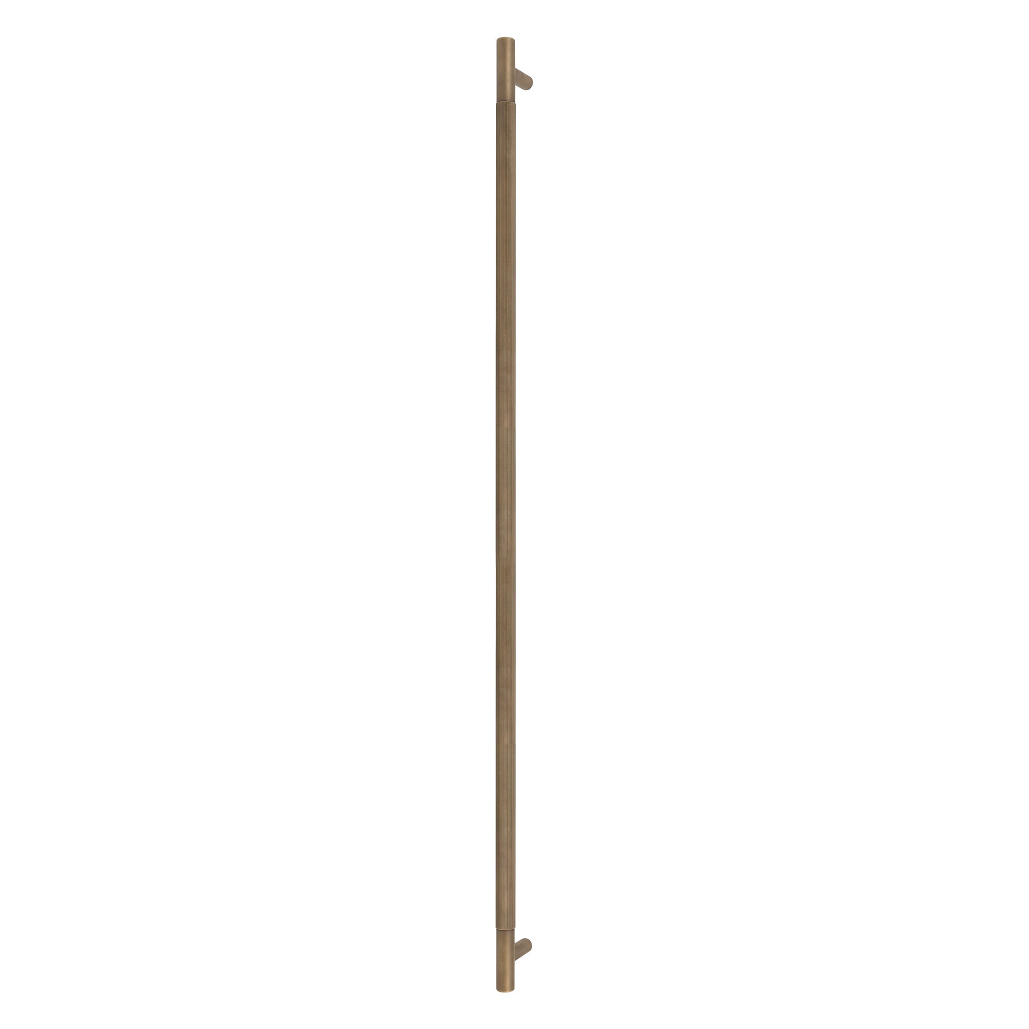 Sento Pull Handle 900mm - Linear Knurl - Rear Fixed - Roman Brass