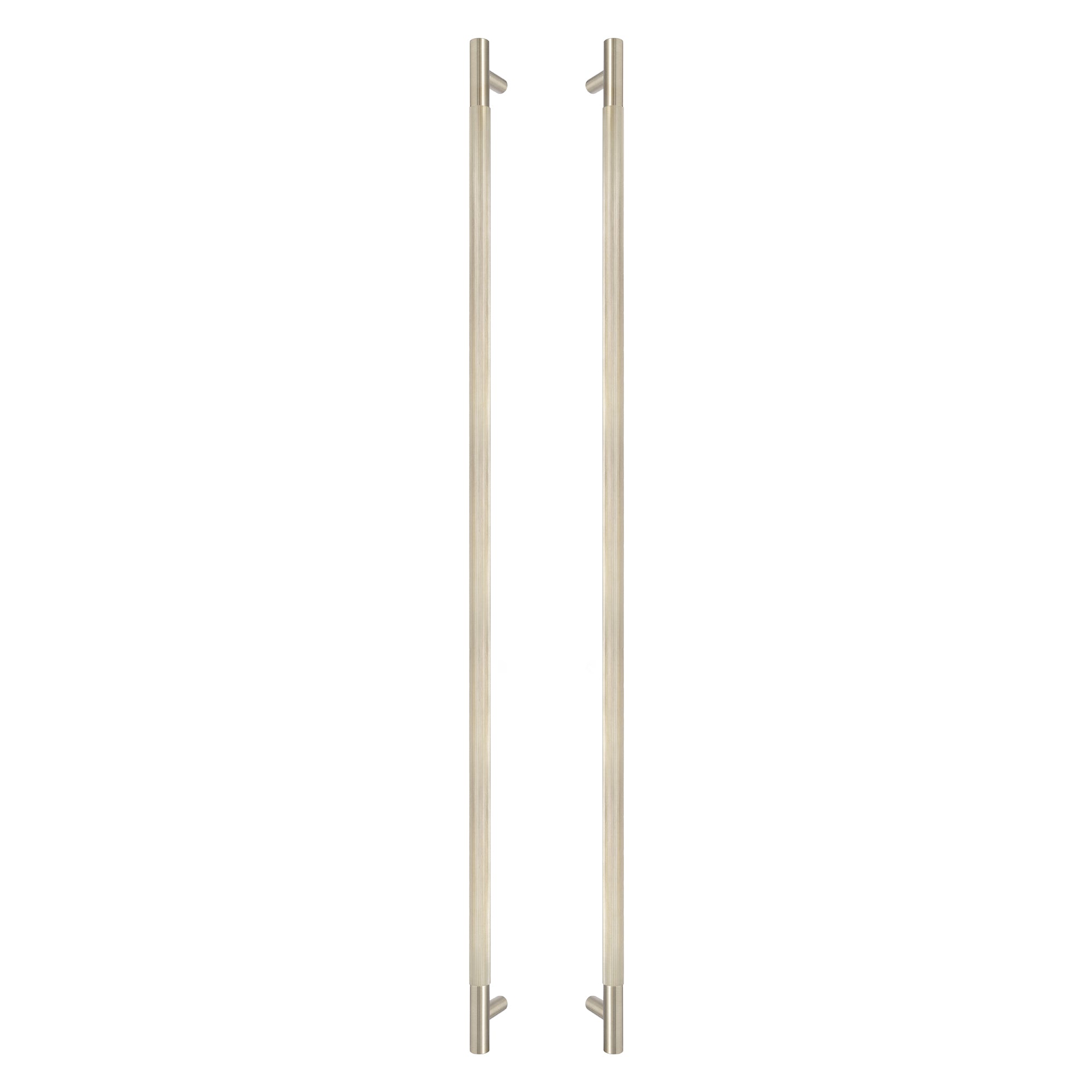 Sento Pull Handle 900mm - Linear Knurl - Unlacquered Satin Brass