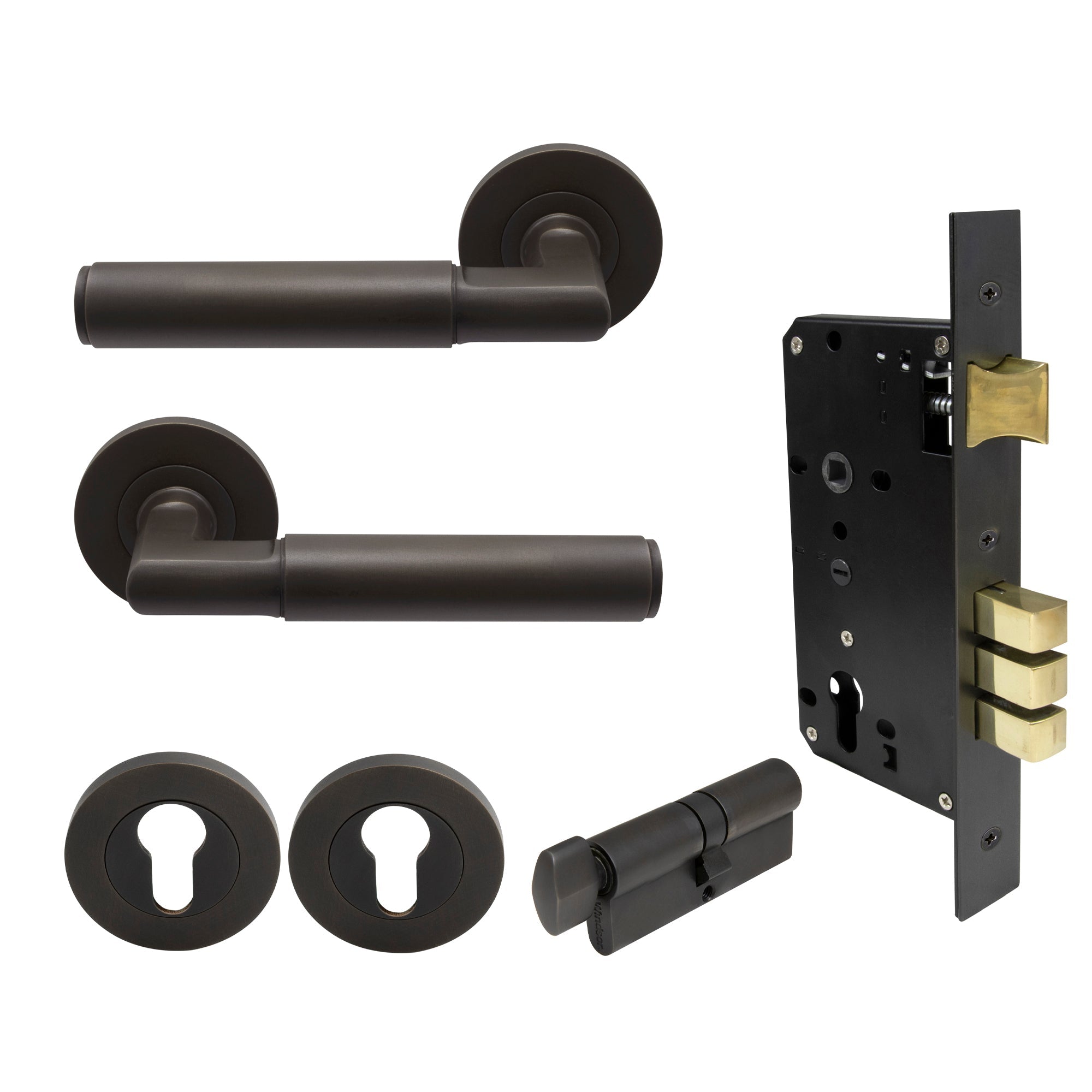 Lumina Entrance Set - Plain - Dark Roman Brass