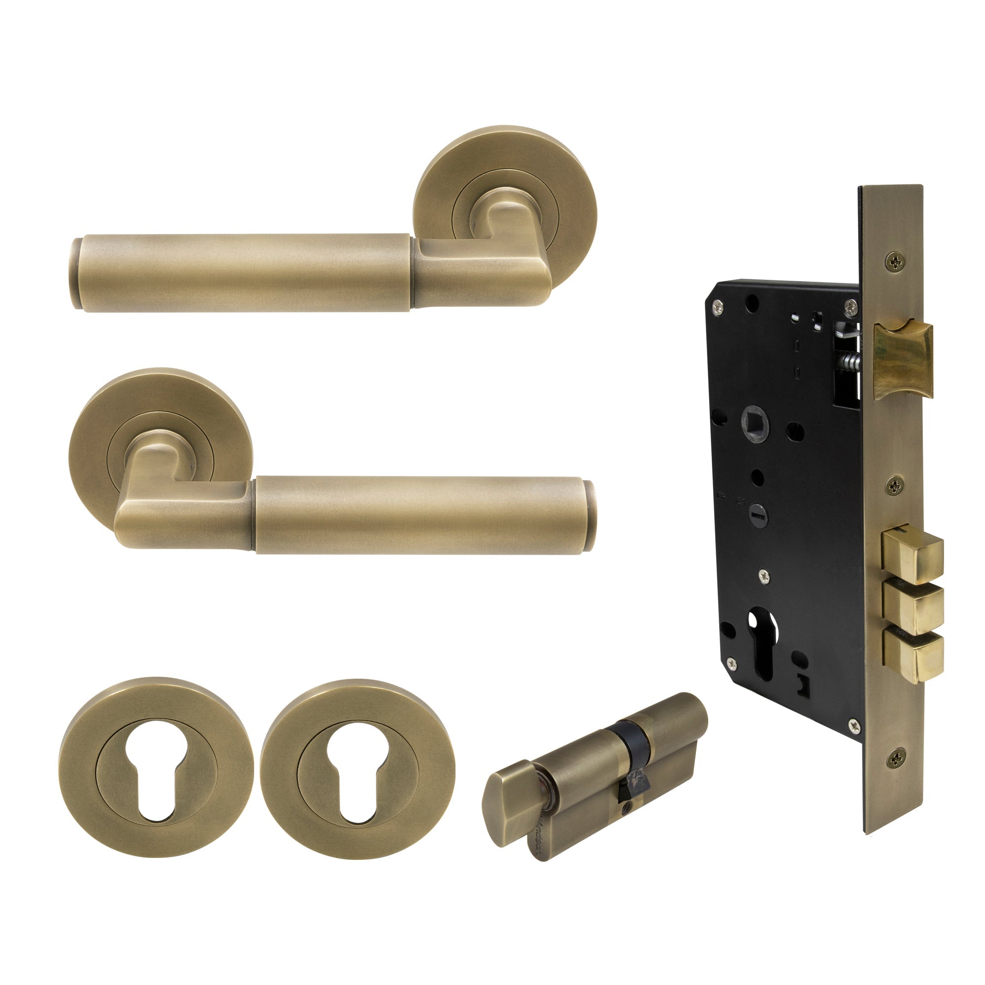 Lumina Entrance Set - Plain - Roman Brass