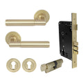 Lumina Entrance Set - Plain - Unlacquered Satin Brass