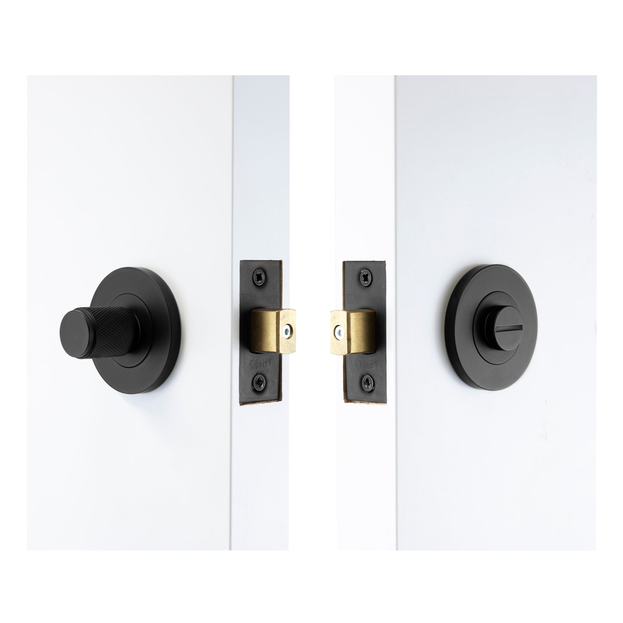 NIDO - Privacy Set 57mm Backset - Diamond Knurl - Black