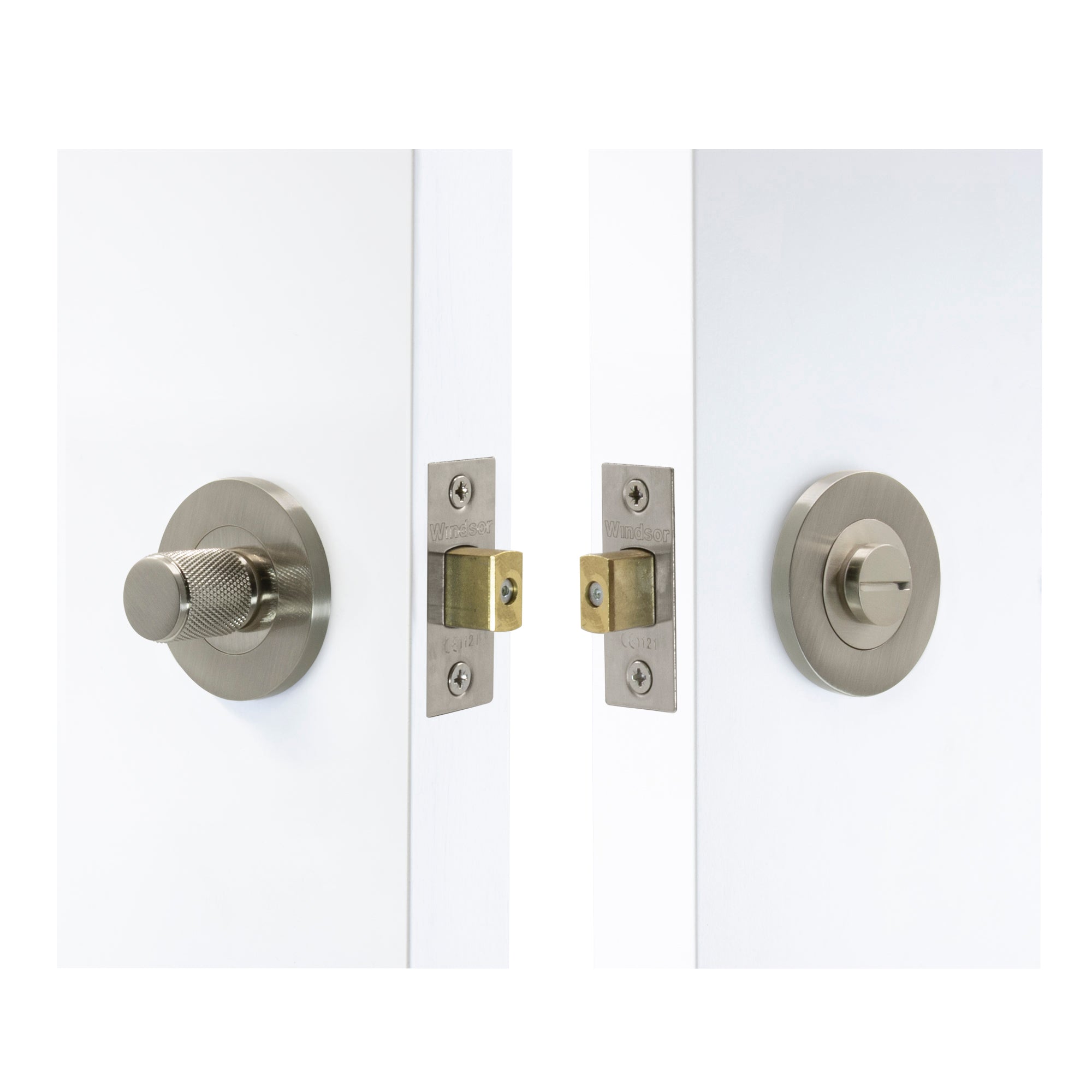 NIDO - Privacy Set 57mm Backset - Diamond Knurl - Brushed Nickel