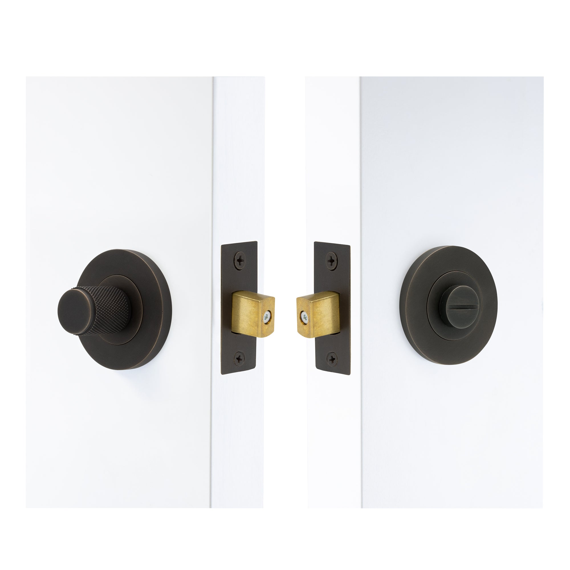 NIDO - Privacy Set 57mm Backset - Diamond Knurl - Dark Roman Brass
