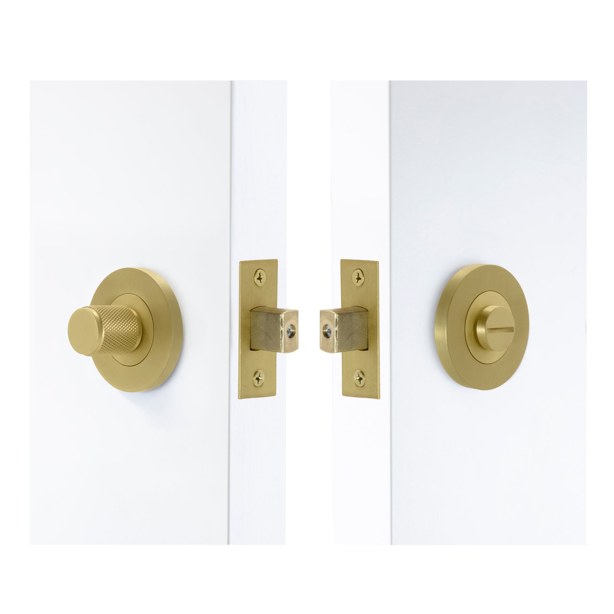 NIDO - Privacy Set 57mm Backset - Diamond Knurl - Matt Satin Brass