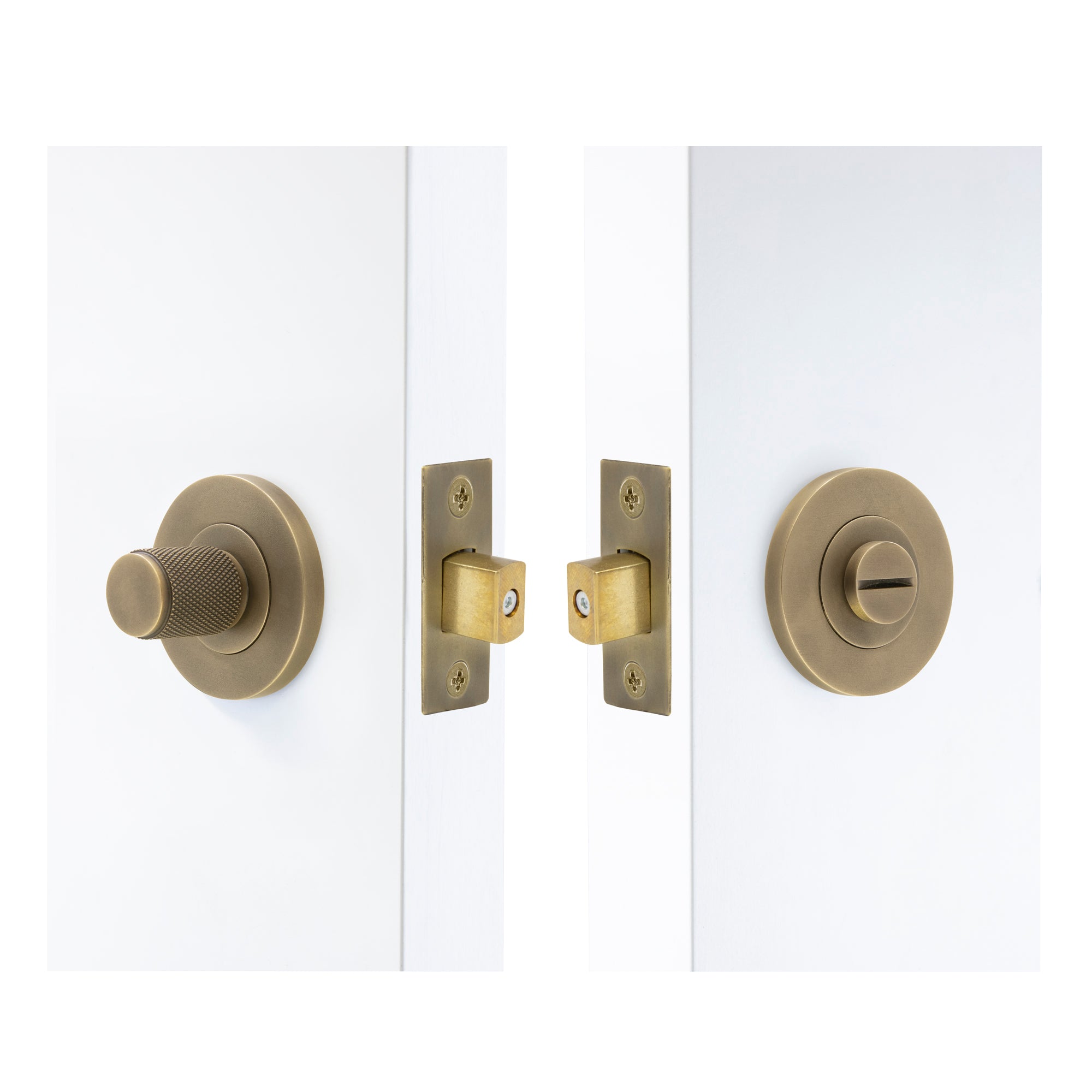NIDO - Privacy Set 57mm Backset - Diamond Knurl - Roman Brass