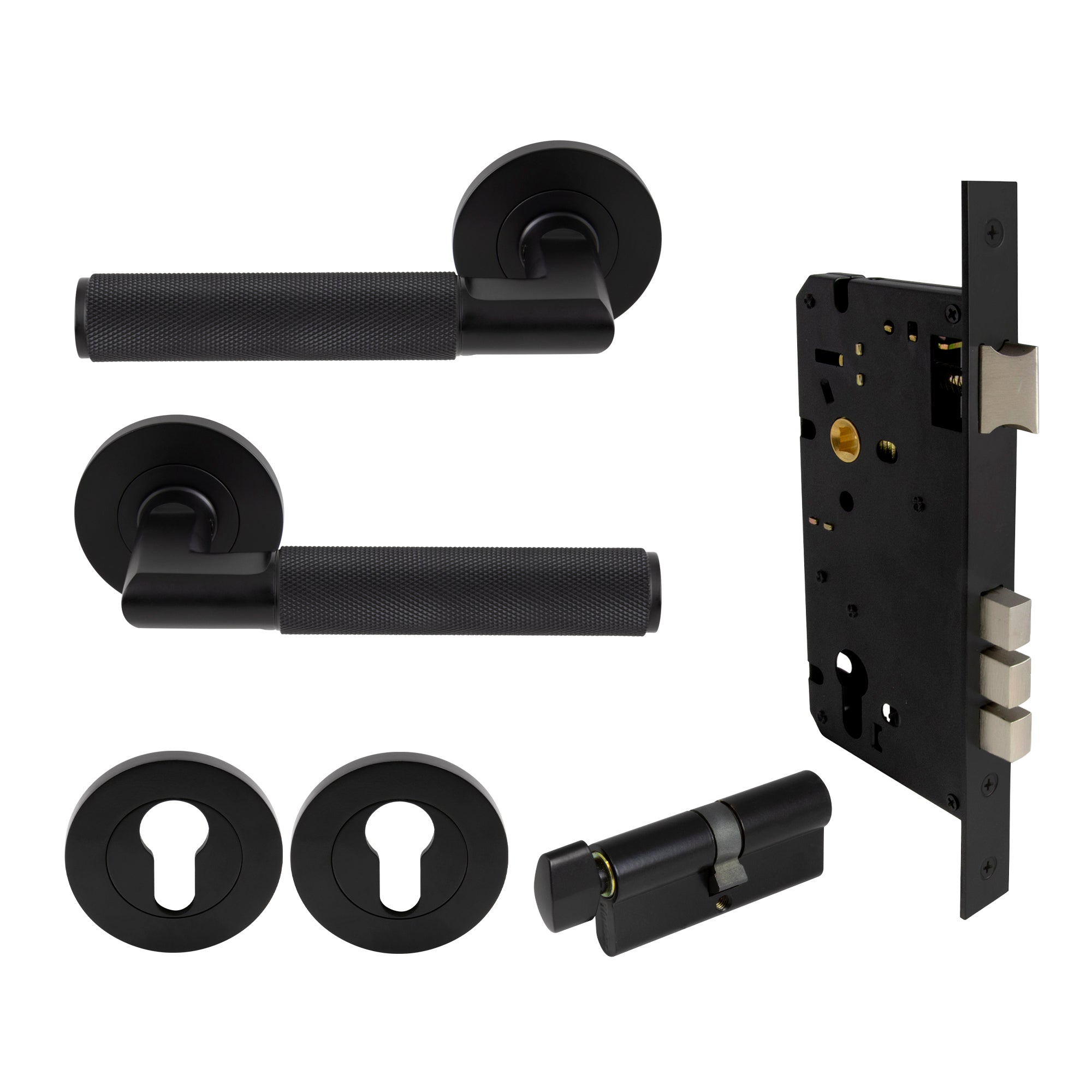 Lumina Entrance Set - Diamond Knurl - Black