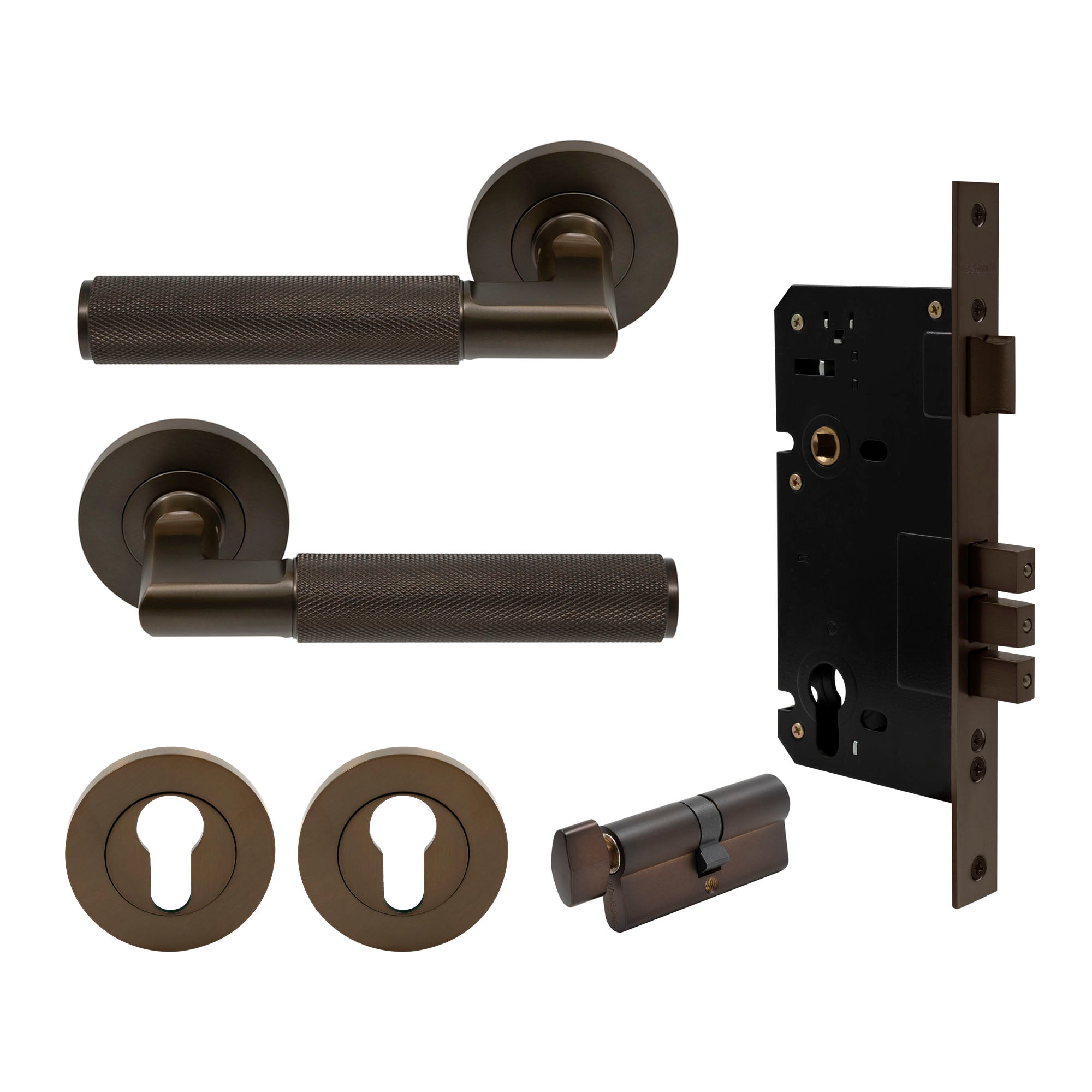 Lumina Entrance Set - Diamond Knurl - Cocoa Bronze