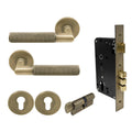 Lumina Entrance Set - Diamond Knurl - Roman Brass