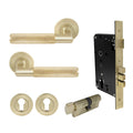 Lumina Entrance Set - Diamond Knurl - Unlacquered Satin Brass