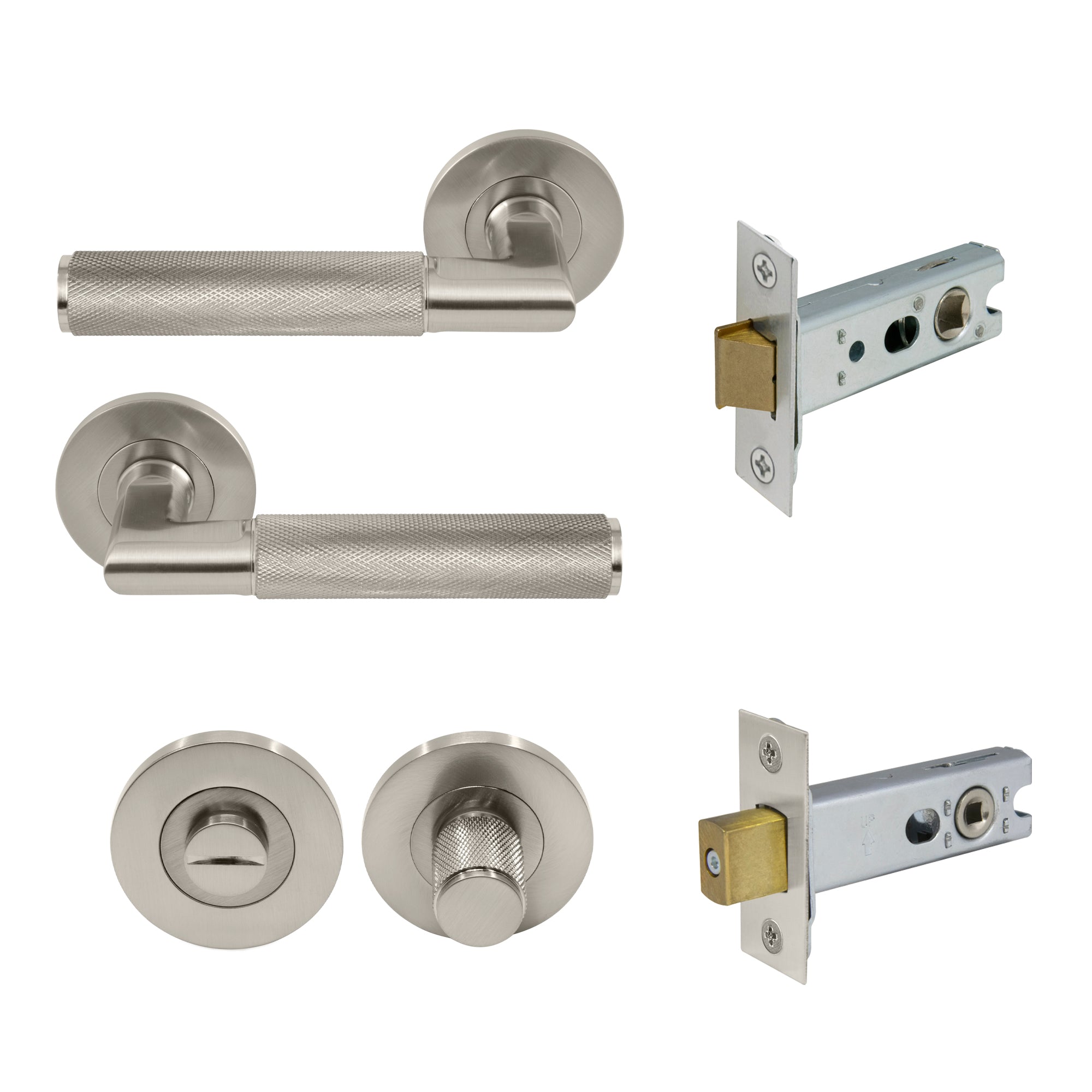 Lumina Privacy Set - Diamond Knurl - Brushed Nickel