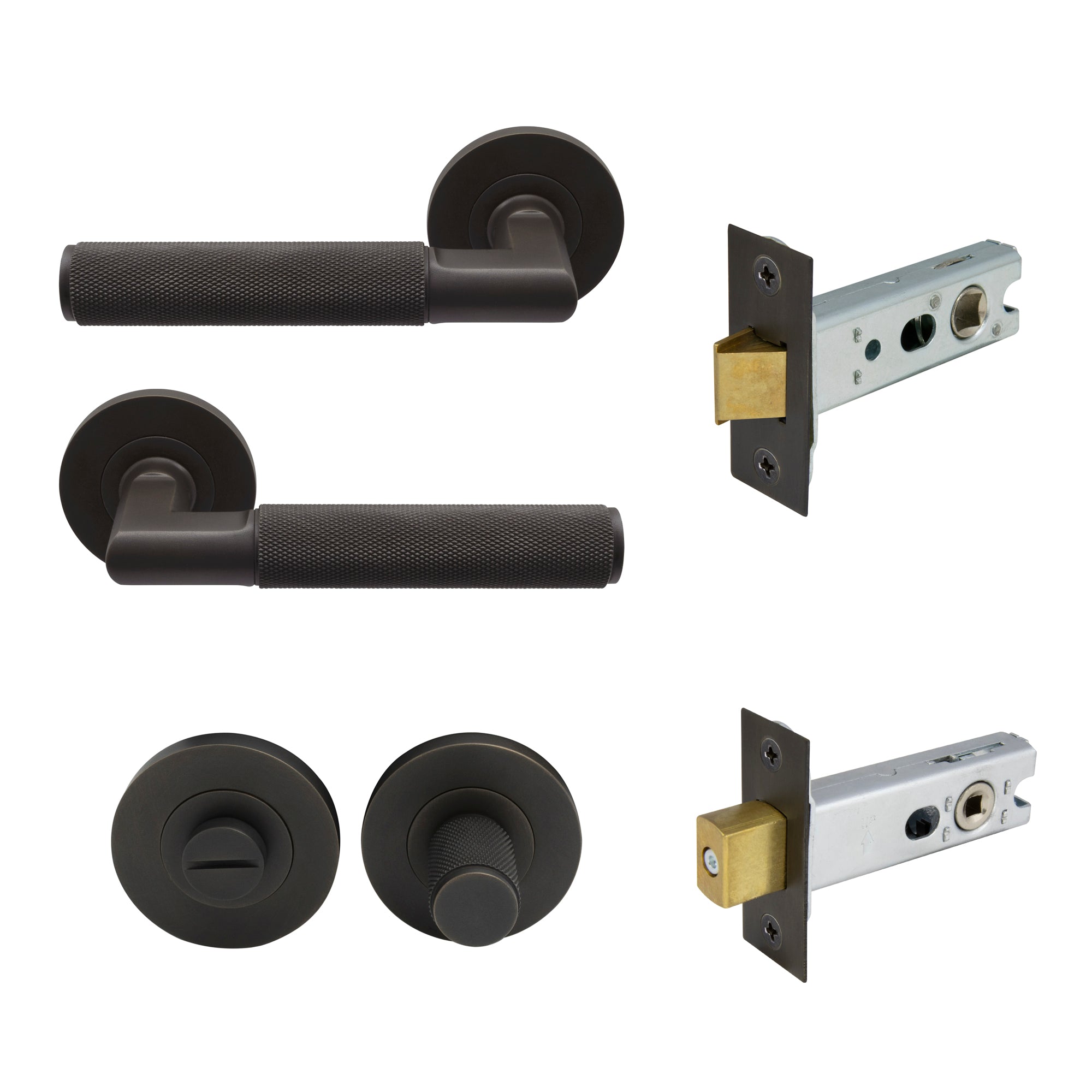 Lumina Privacy Set - Diamond Knurl - Dark Roman Brass