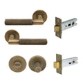 Lumina Privacy Set - Diamond Knurl - Roman Brass