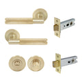 Lumina Privacy Set - Diamond Knurl - Unlacquered Satin Brass