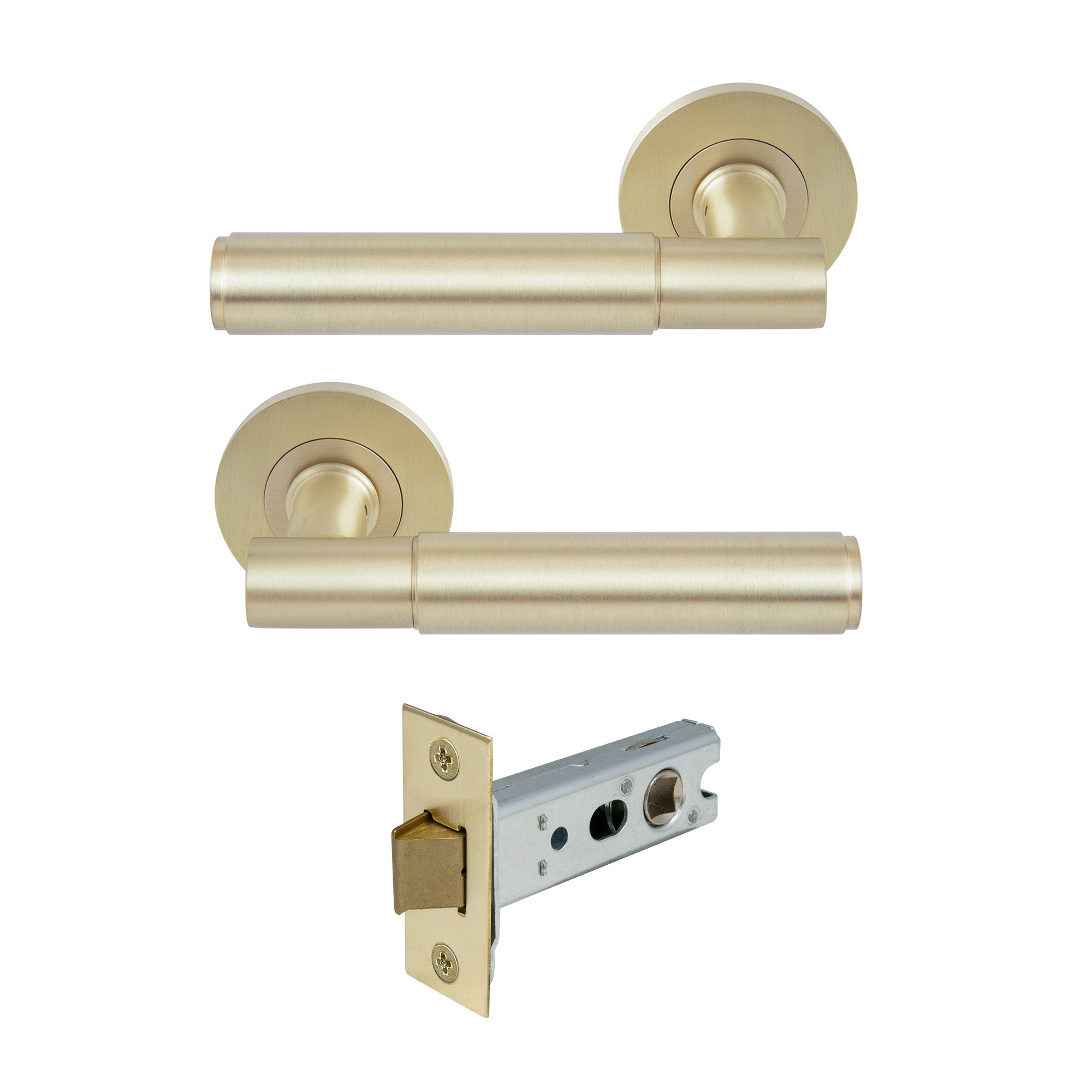 Verge Passage Set - Plain - Unlacquered Satin Brass