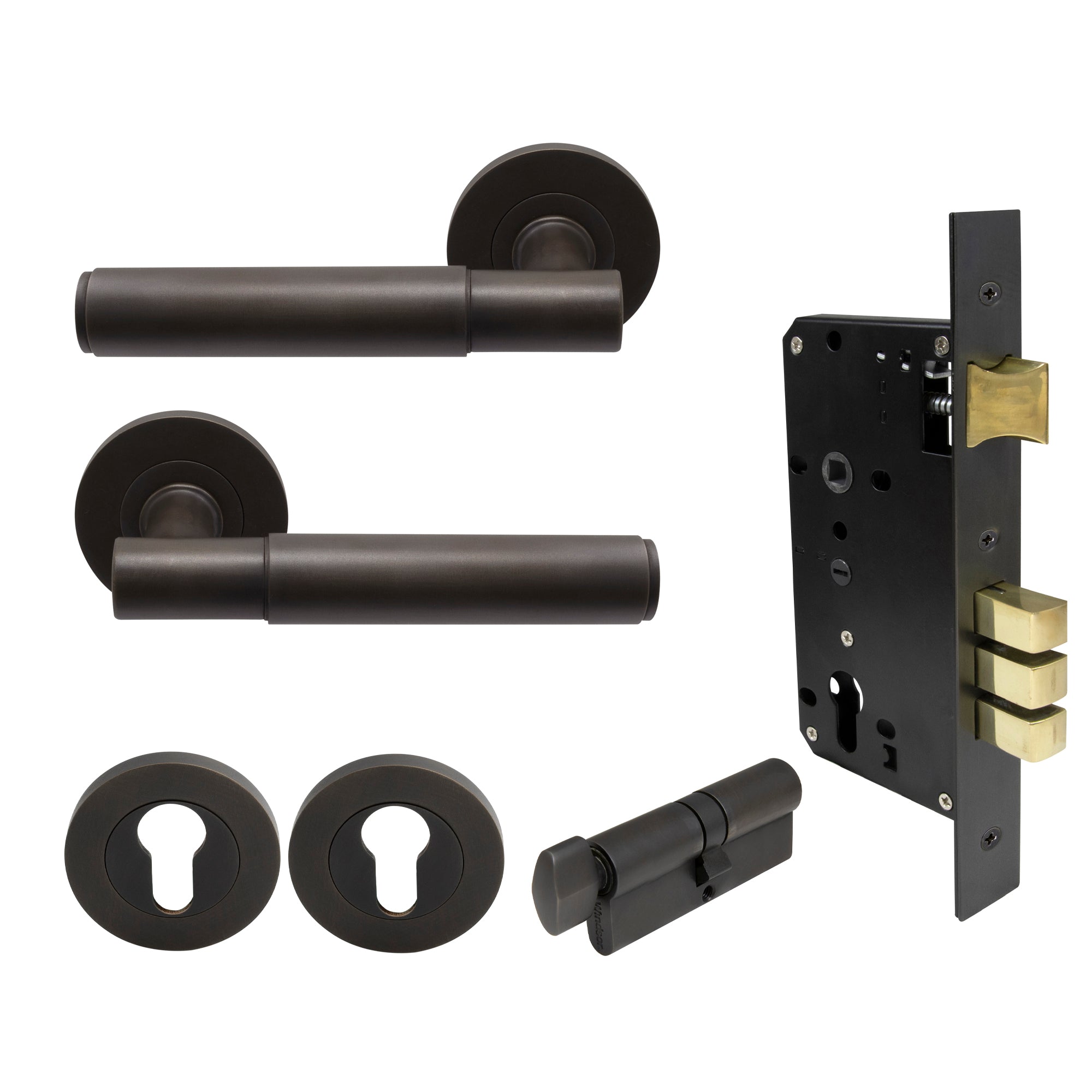 Verge Entrance Set - Plain - Dark Roman Brass