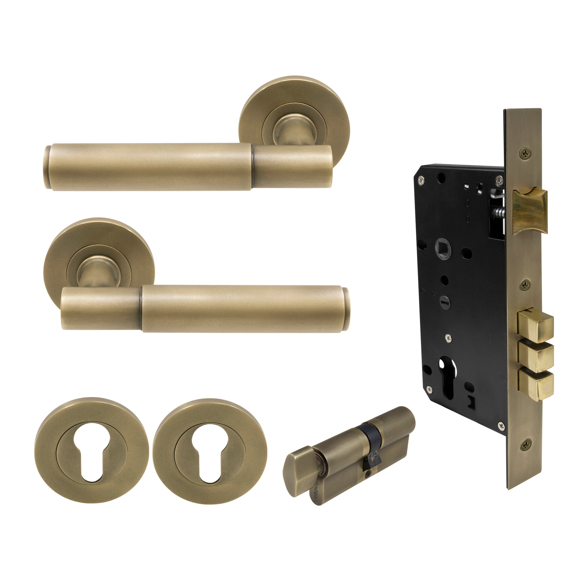 Verge Entrance Set - Plain - Roman Brass
