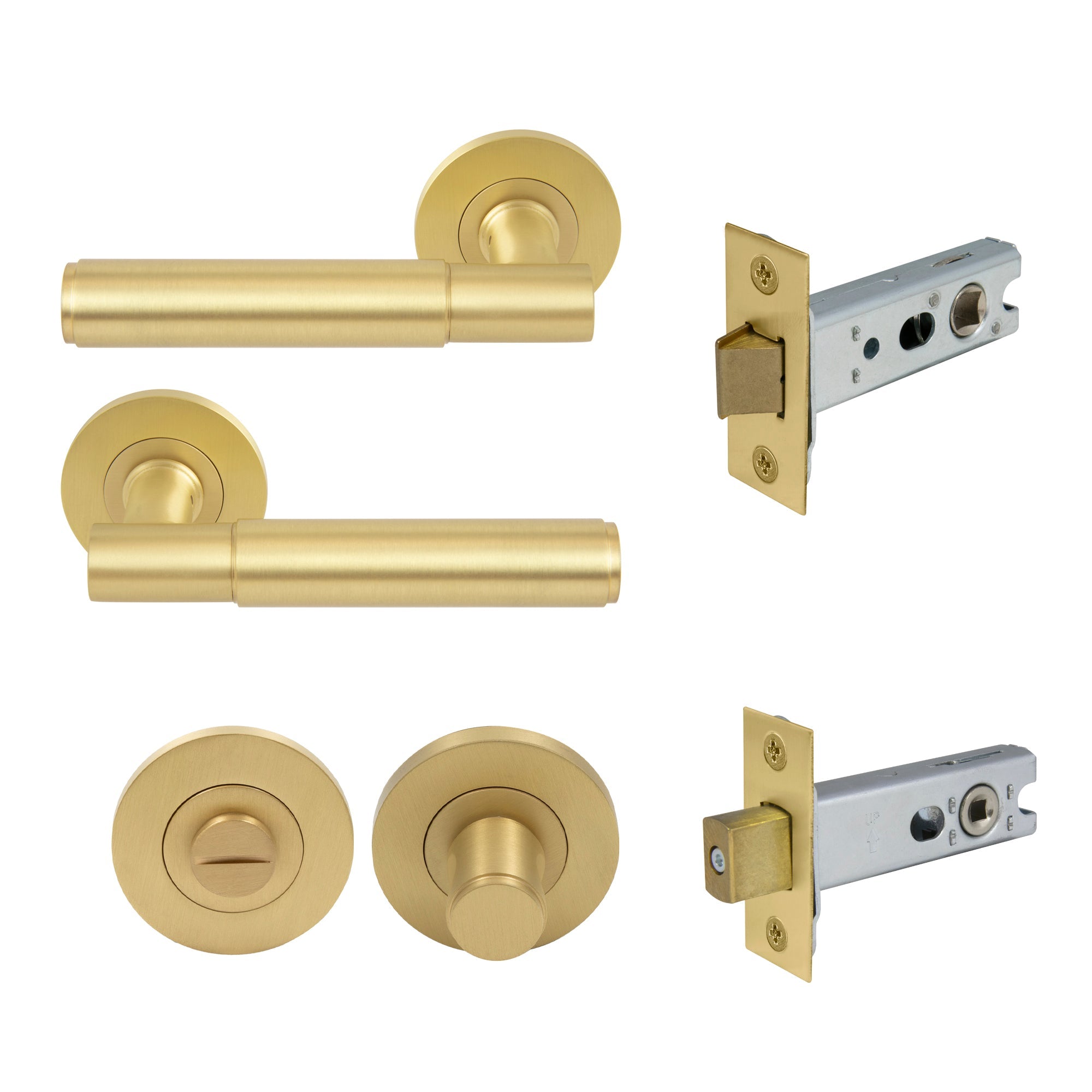 Verge Privacy Set - Plain - Matt Satin Brass