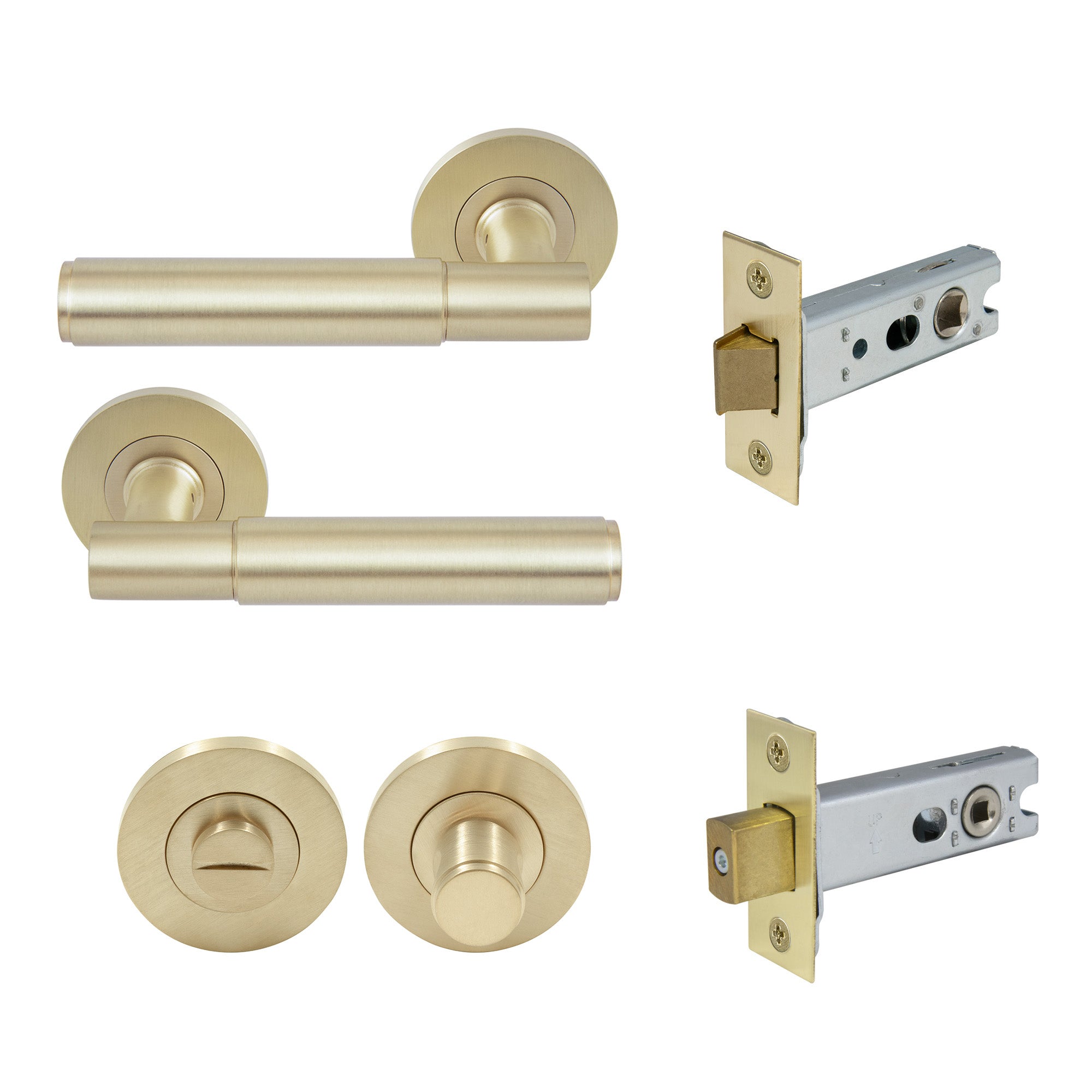 Verge Privacy Set - Plain - Unlacquered Satin Brass