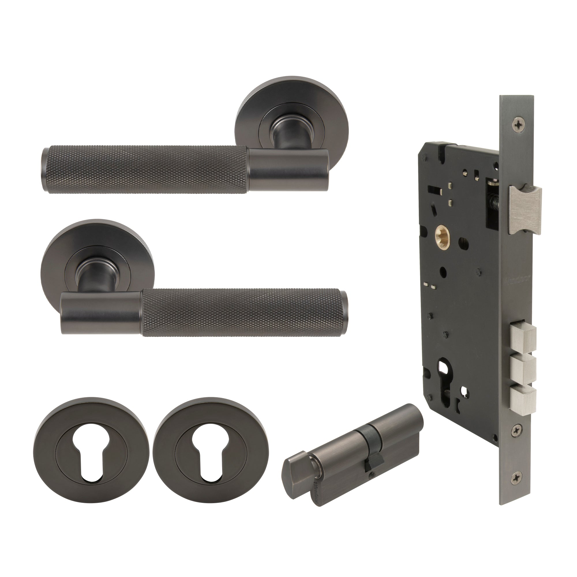 Verge Entrance Set - Diamond Knurl - Graphite Nickel