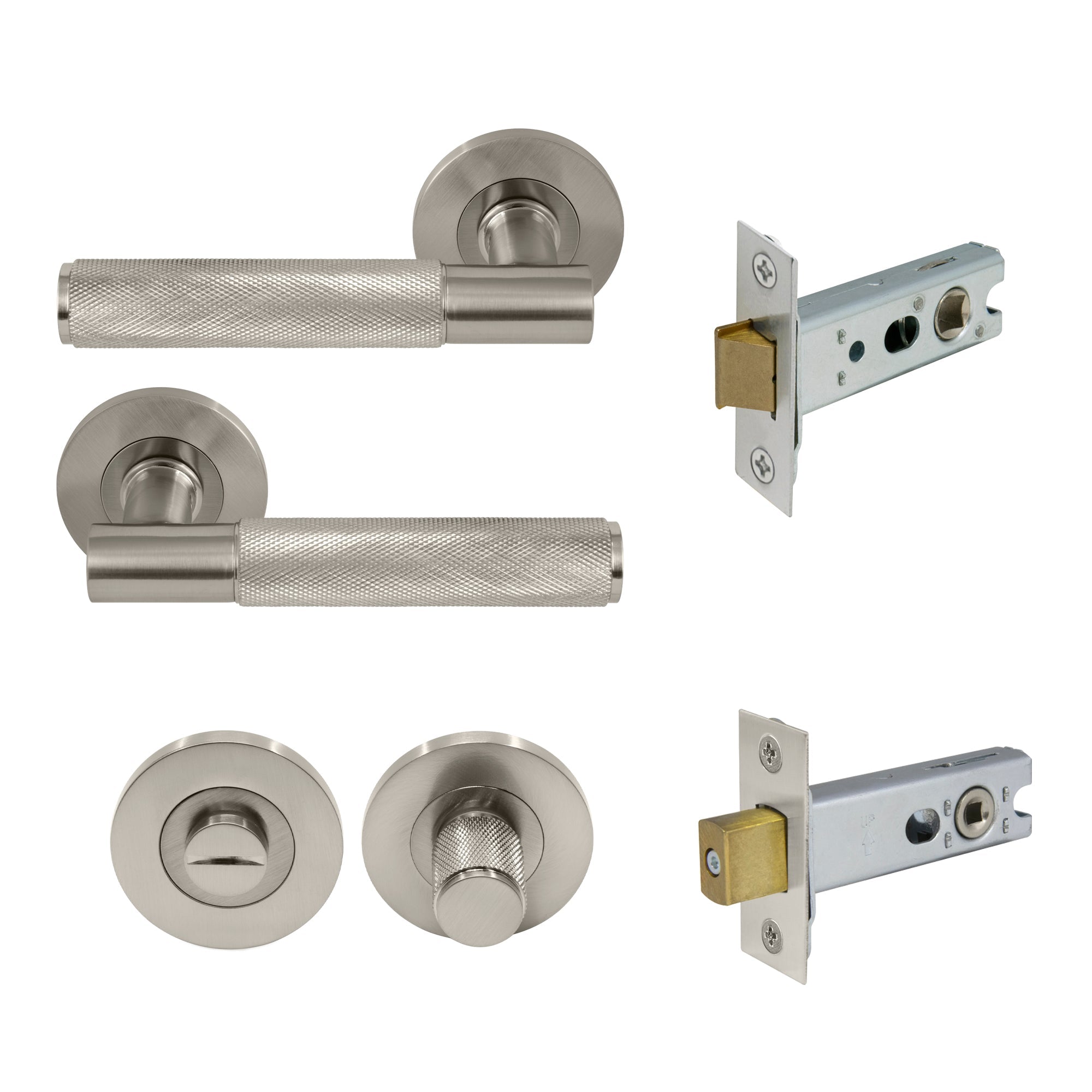 Verge Privacy Set - Diamond Knurl - Brushed Nickel