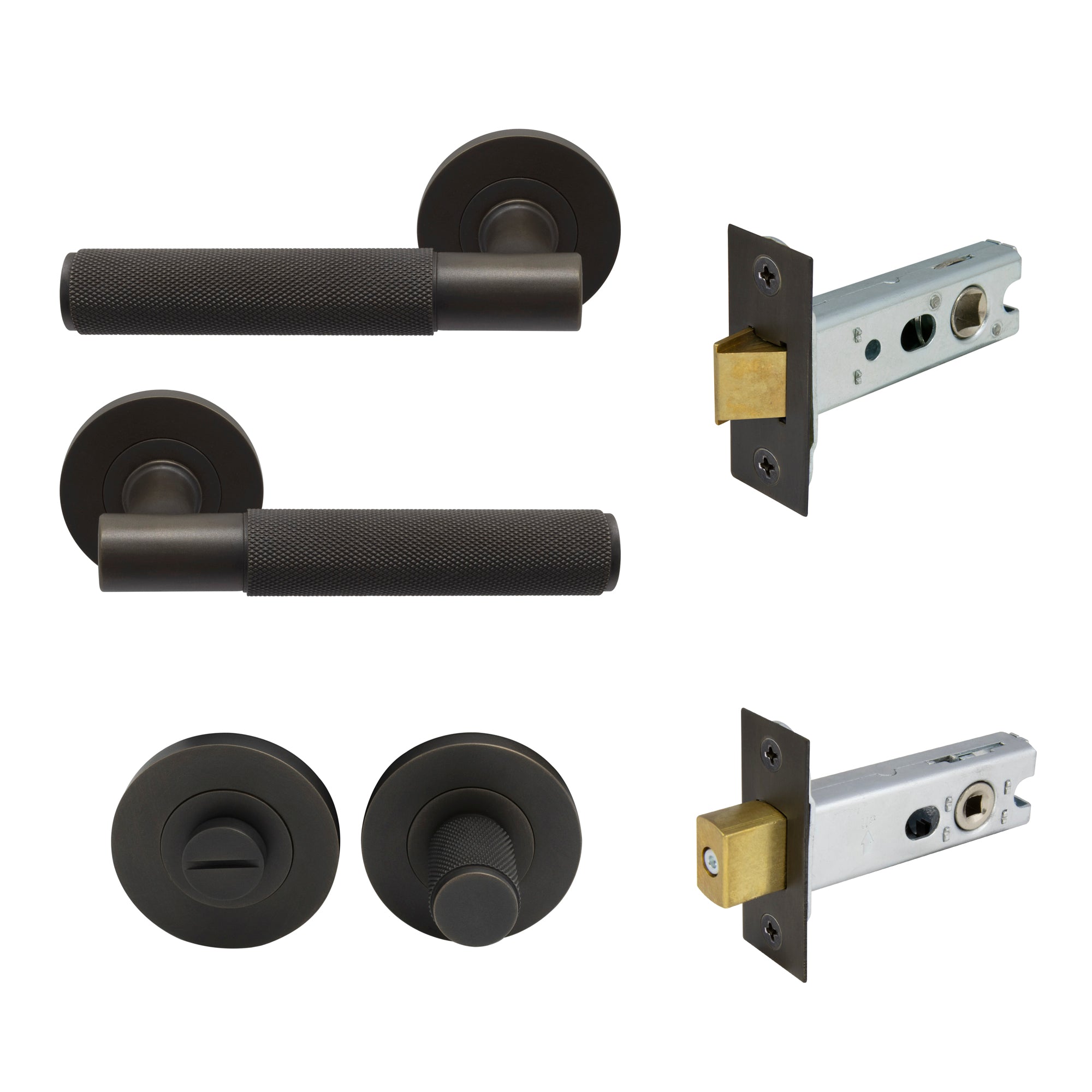 Verge Privacy Set - Diamond Knurl - Dark Roman Brass