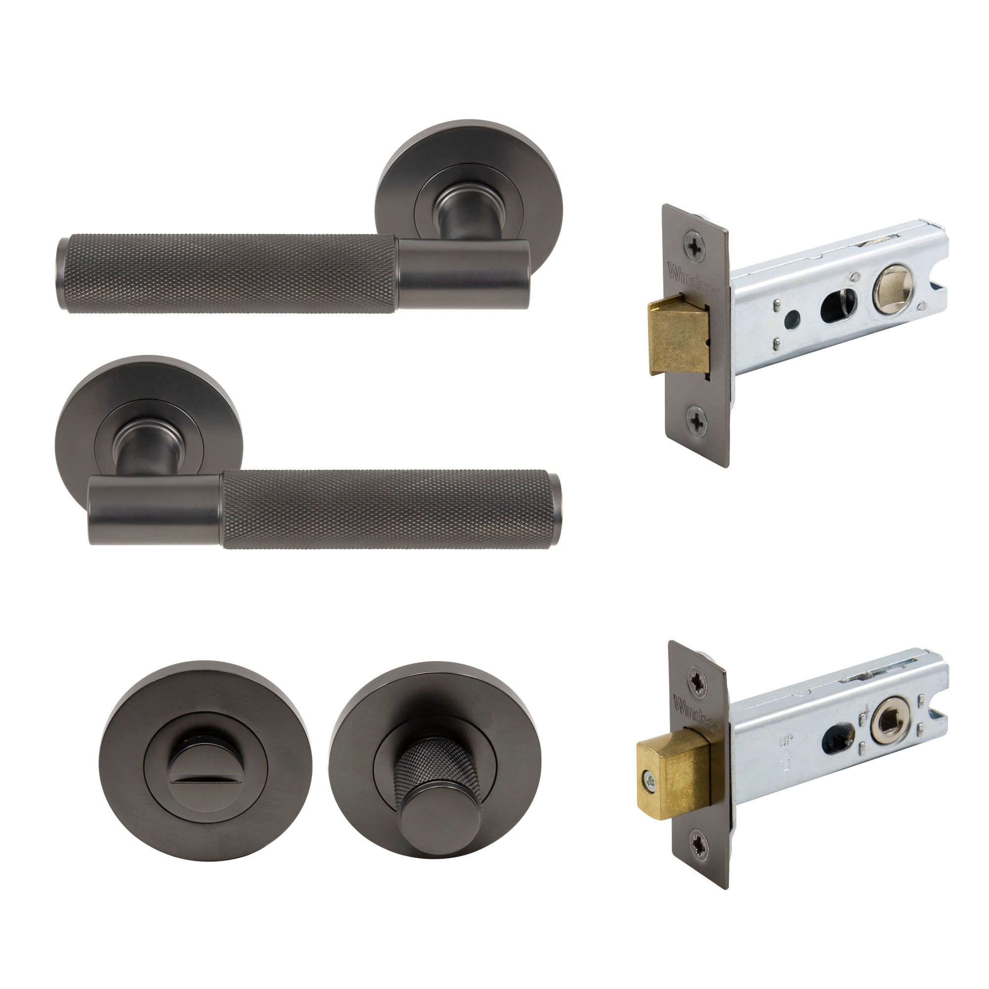 Verge Privacy Set - Diamond Knurl - Graphite Nickel