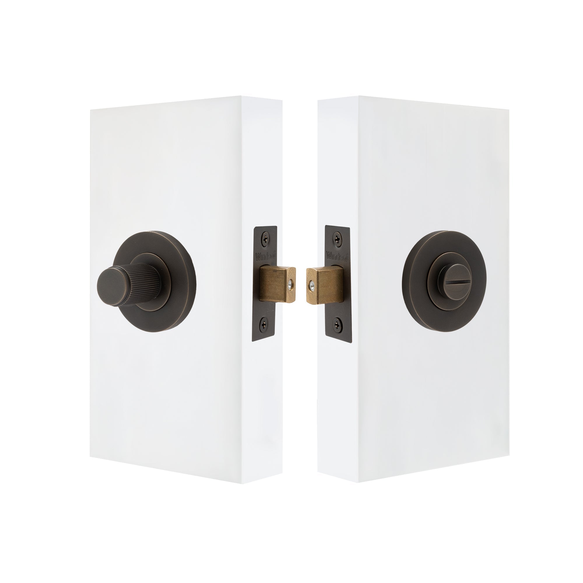 NIDO - Privacy Set 57mm Backset - Linear Knurl - Dark Roman Brass