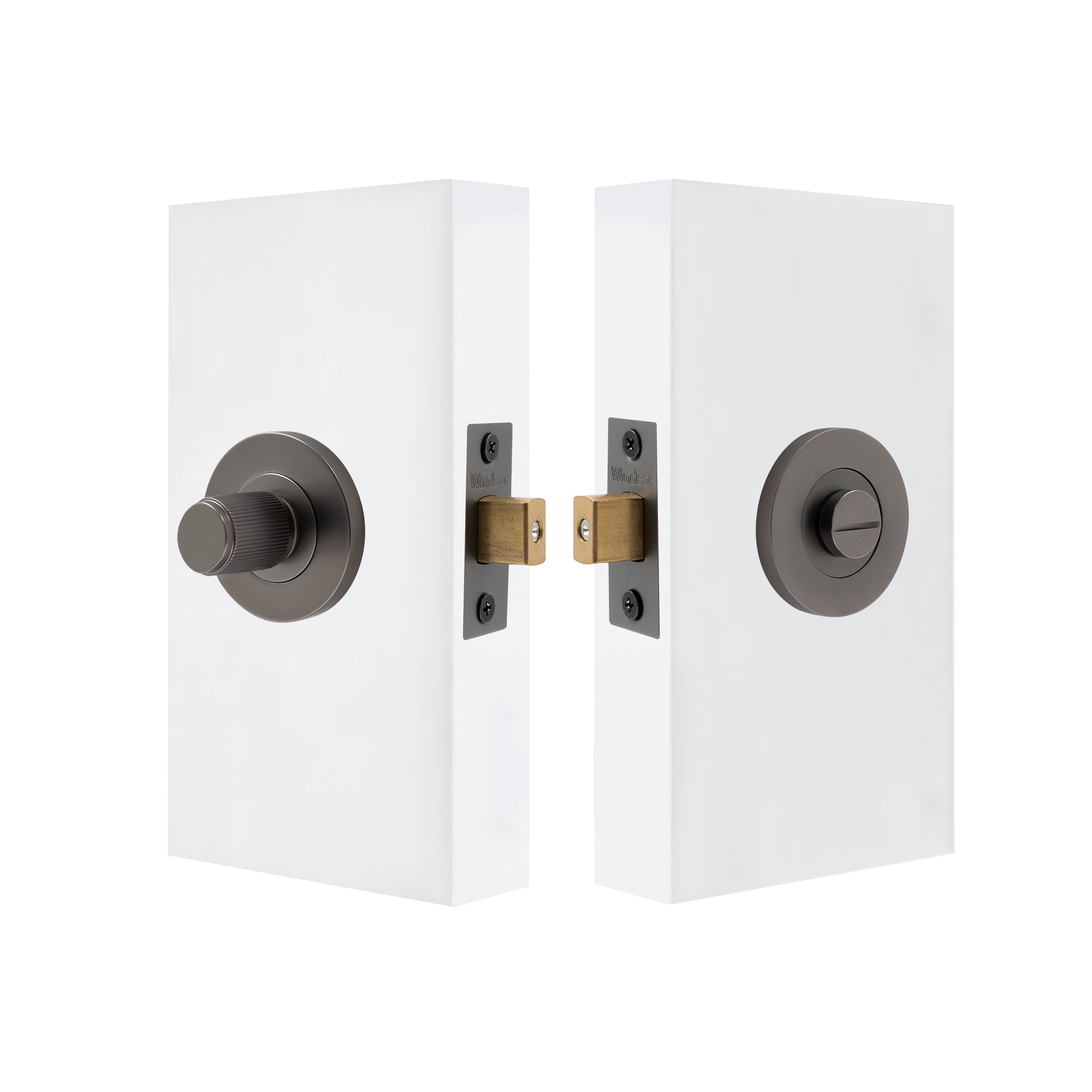 NIDO - Privacy Set 57mm Backset - Linear Knurl - Graphite Nickel