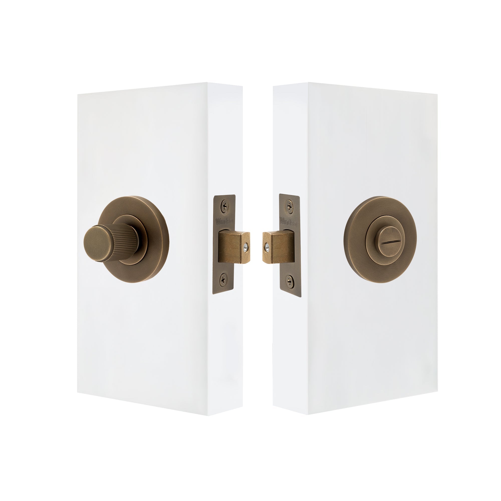 NIDO - Privacy Set 57mm Backset - Linear Knurl - Roman Brass