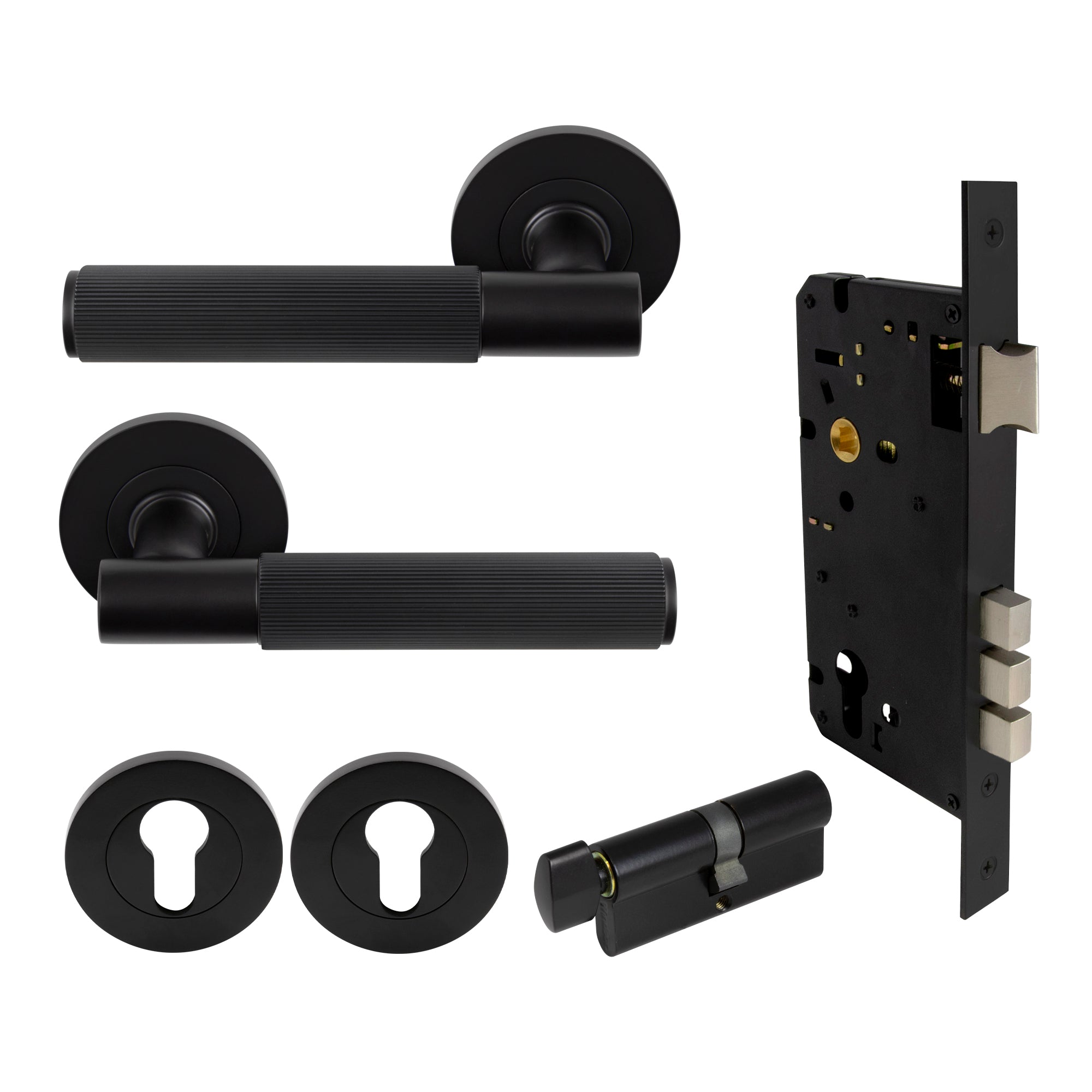 Verge Entrance Set - Linear Knurl - Black
