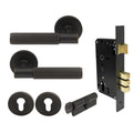 Verge Entrance Set - Linear Knurl - Dark Roman Brass