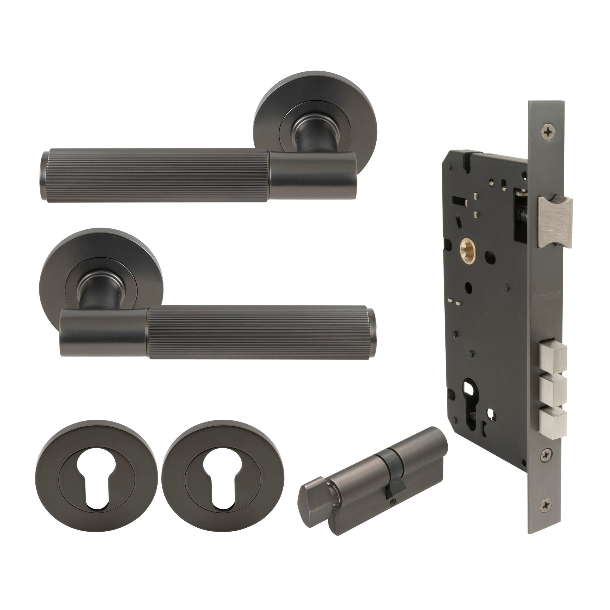 Verge Entrance Set - Linear Knurl - Graphite Nickel