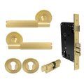 Verge Entrance Set - Linear Knurl - Matt Satin Brass