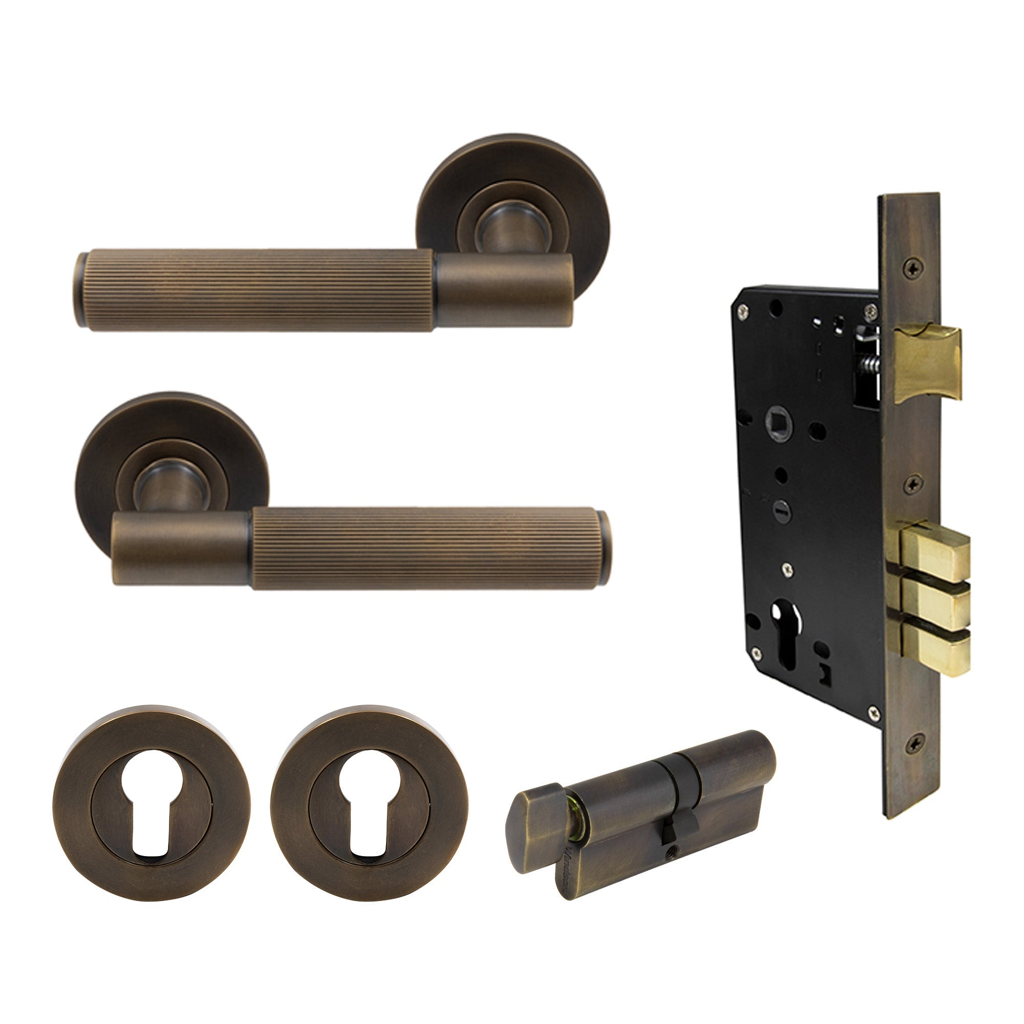 Verge Entrance Set - Linear Knurl - Oil Rubbed Bronze