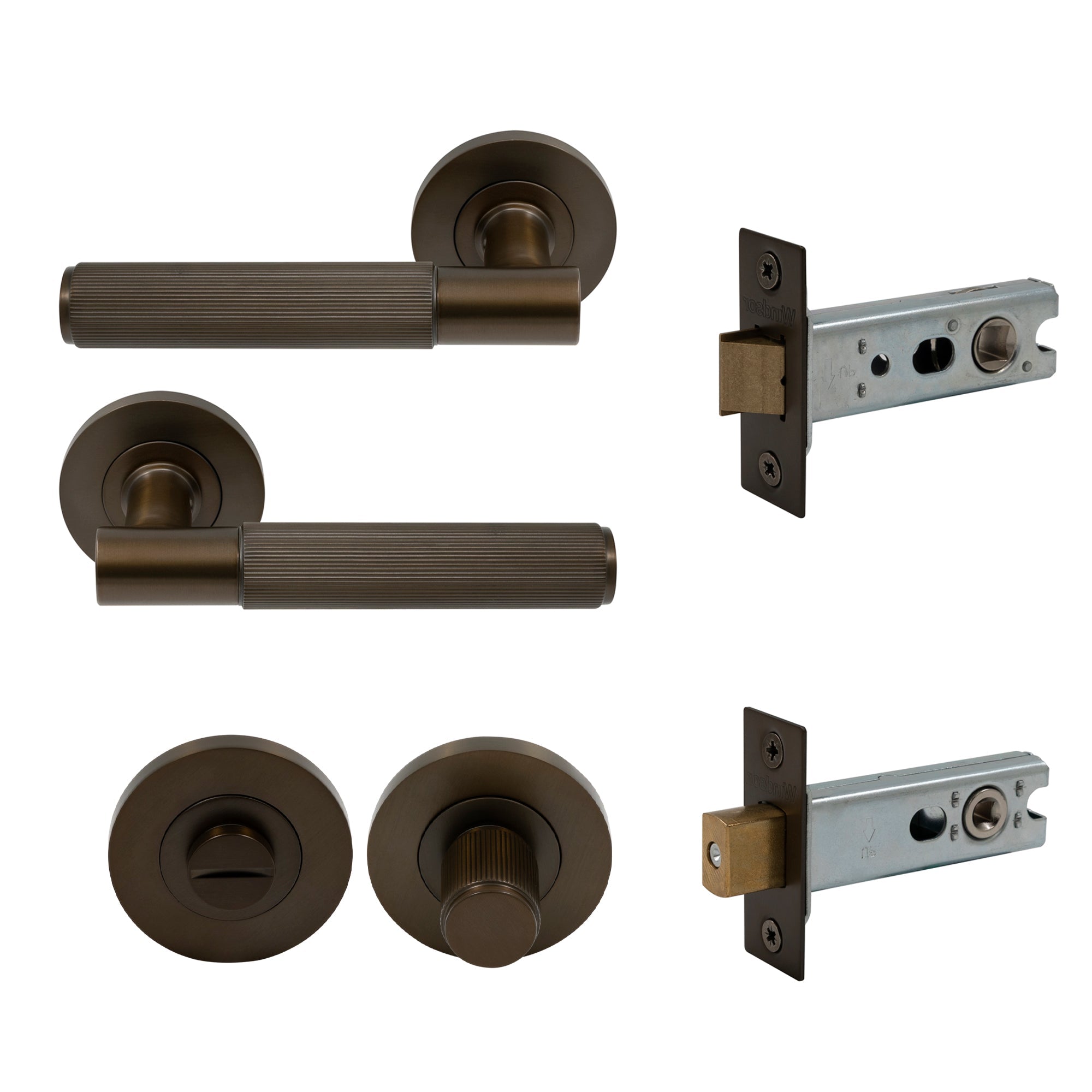 Verge Privacy Set - Linear Knurl - Cocoa Bronze