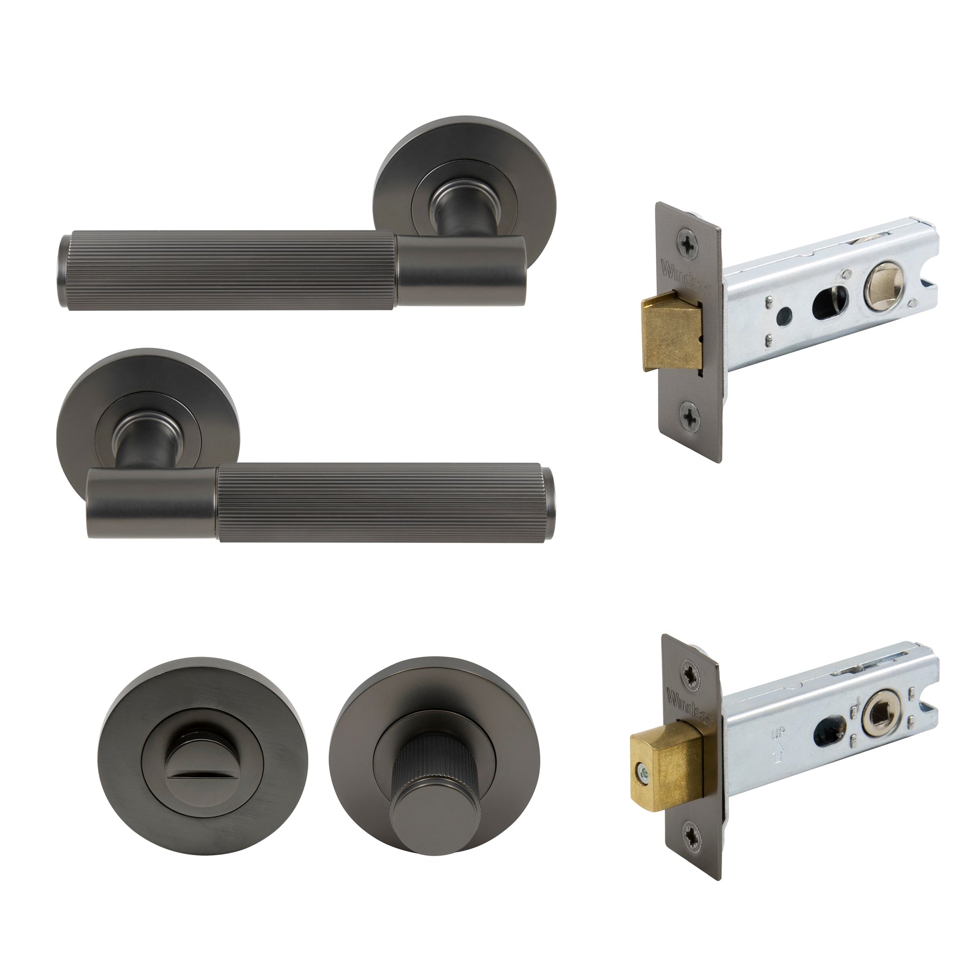 Verge Privacy Set - Linear Knurl - Graphite Nickel
