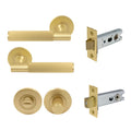 Verge Privacy Set - Linear Knurl - Matt Satin Brass