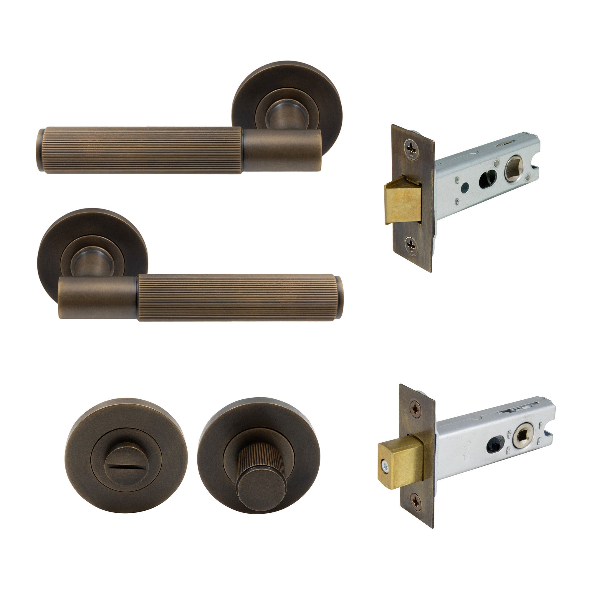 Verge Privacy Set - Linear Knurl - Oil Rubbed Bronze