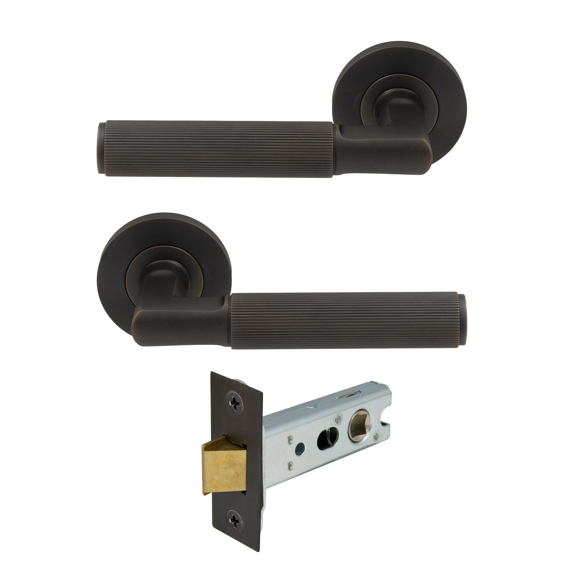 Lumina Passage Set - Linear Knurl - Dark Roman Brass