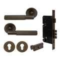 Lumina Entrance Set - Linear Knurl - Cocoa Bronze