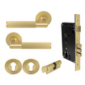 Lumina Entrance Set - Linear Knurl - Matt Satin Brass