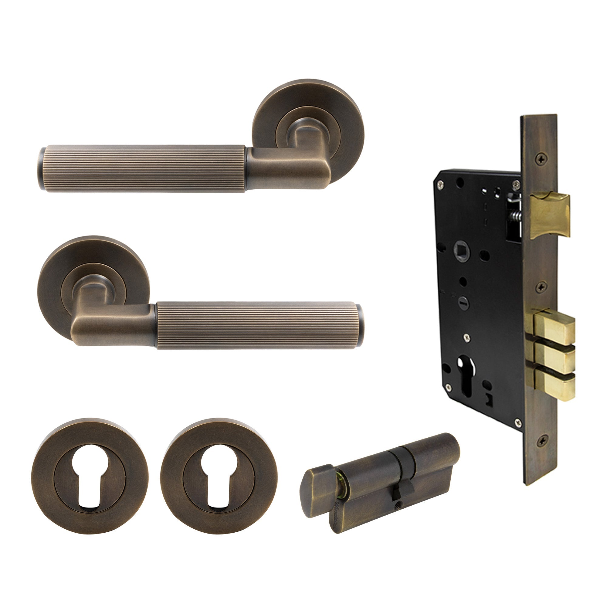 Lumina Entrance Set - Linear Knurl - Oil Rubbed Bronze