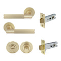 Lumina Privacy Set - Linear Knurl - Unlacquered Satin Brass