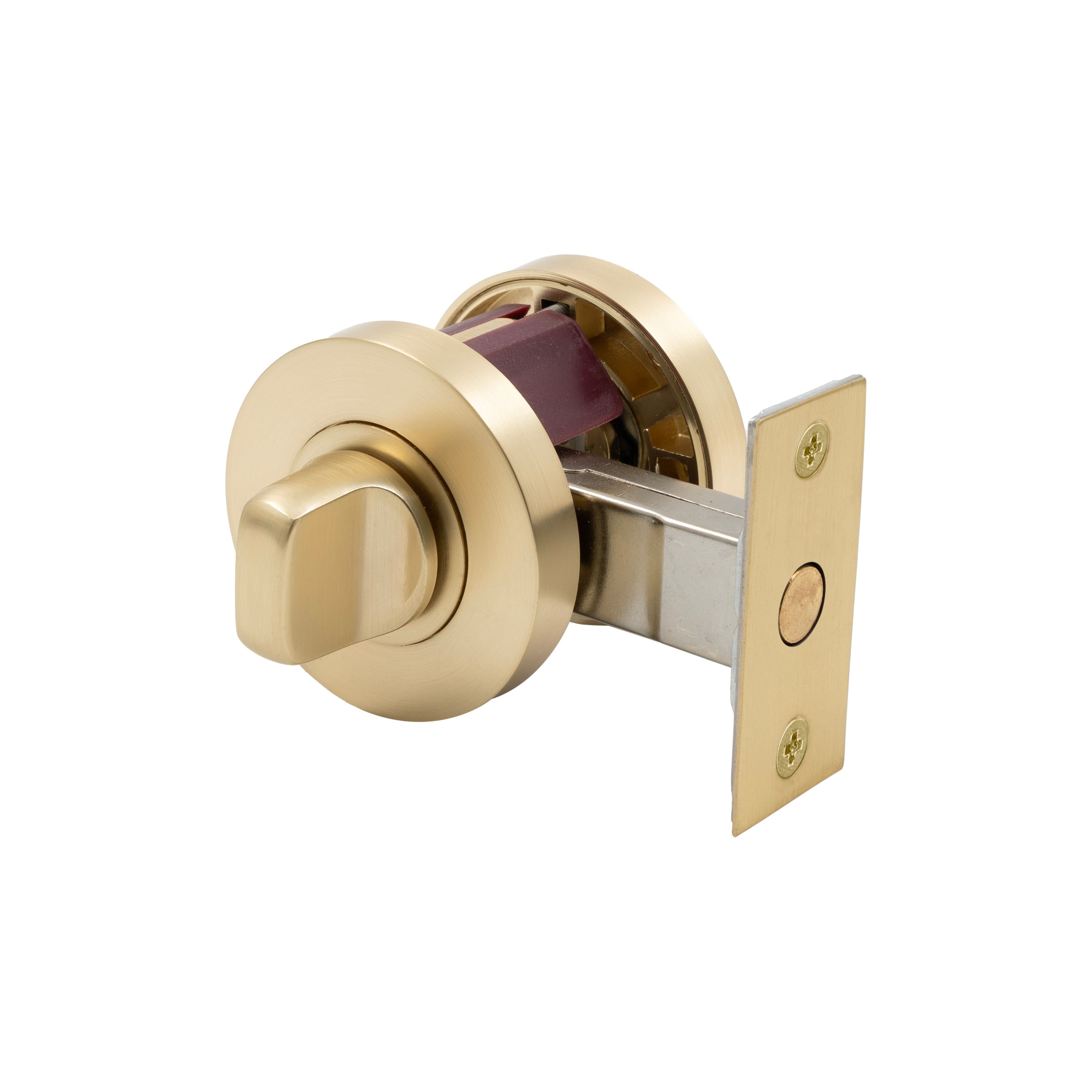 Auxiliary Round Privacy Set 60mm Backset - Matt Satin Brass